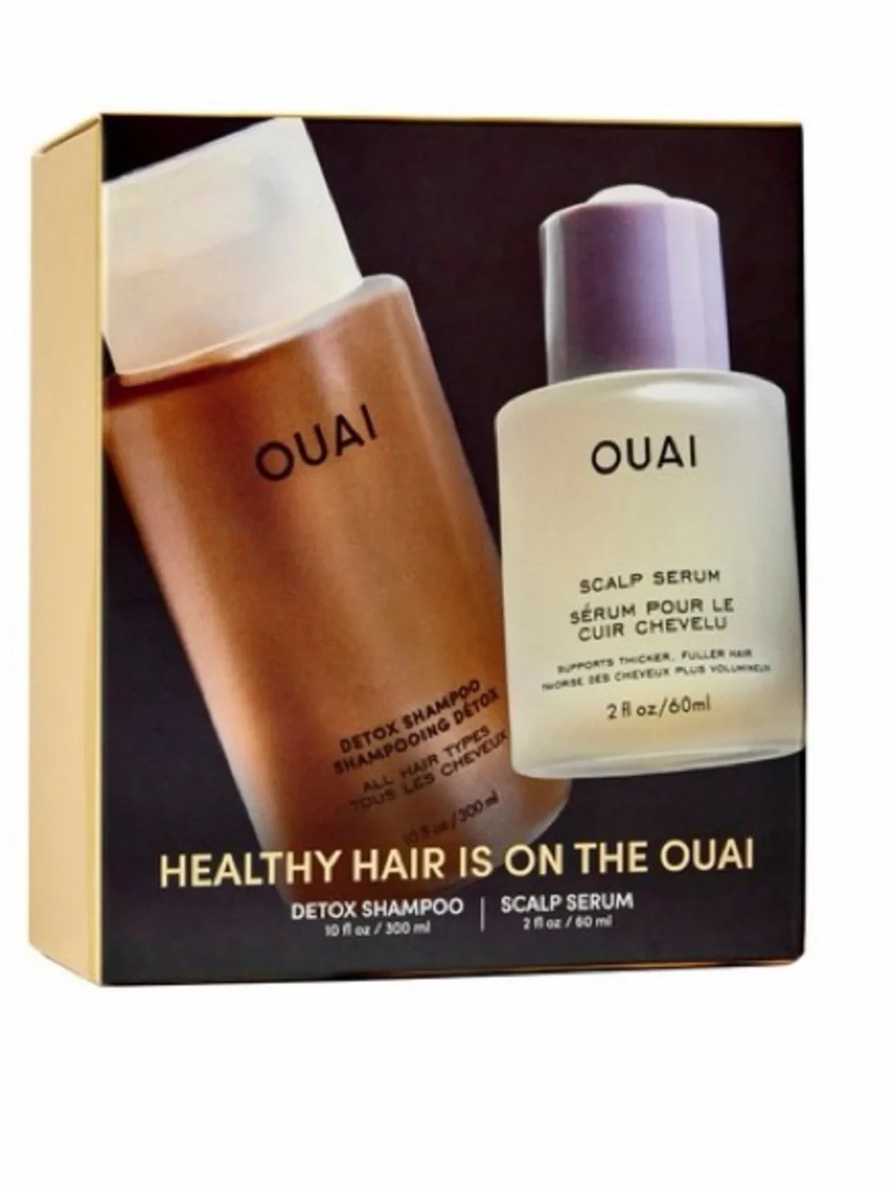 OUAI HEALTHY HAIR IS ON THE OUAI SET w/Detox Shampoo+Scalp Serum F/S LTD ED NIB!